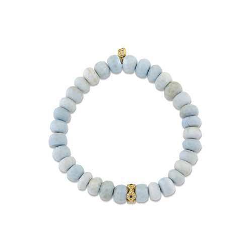 Gold & Diamond Bezel Eye Rondelle on African Opal