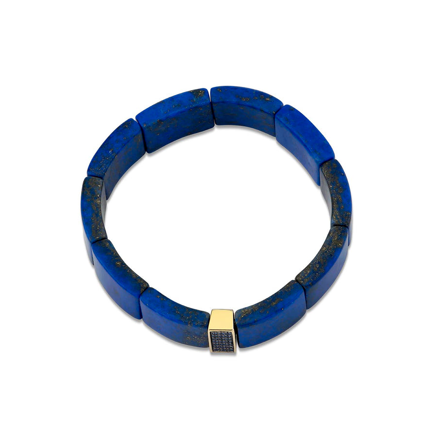 Gold & Sapphire Small Three Row Spacer On Lapis - Sydney Evan Fine Jewelry