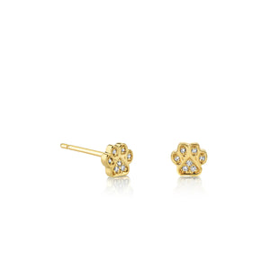 Gold & Diamond Mini Paw Stud