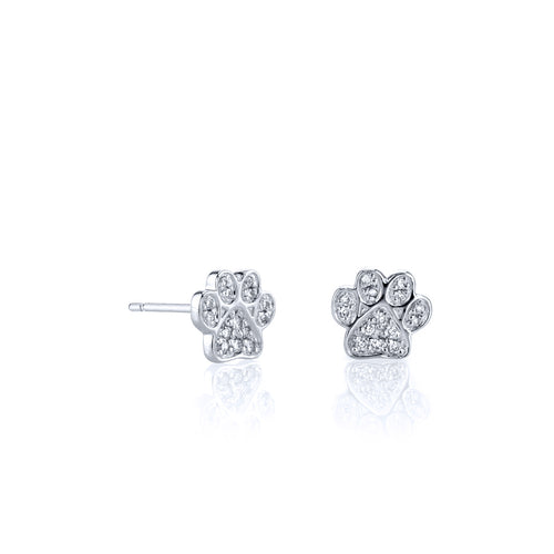 Gold & Diamond Small Paw Stud