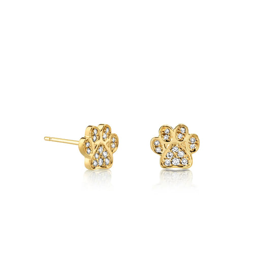 Gold & Diamond Small Paw Stud