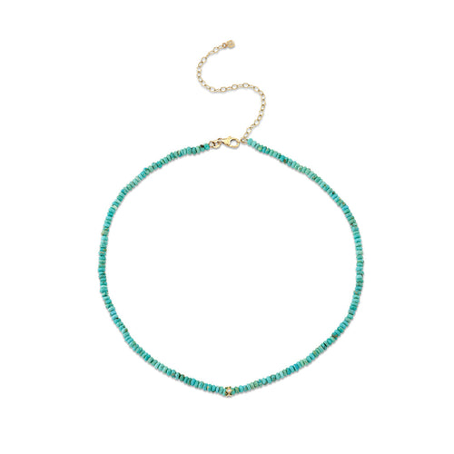 Gold & Diamond Bezel Eternity Rondelle Turquoise Choker