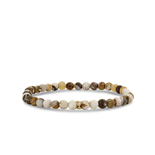 Gold & Diamond Eternity Rondelle on Wooden Opal