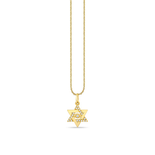 Gold & Diamond Star Of David Marquise Eye Charm