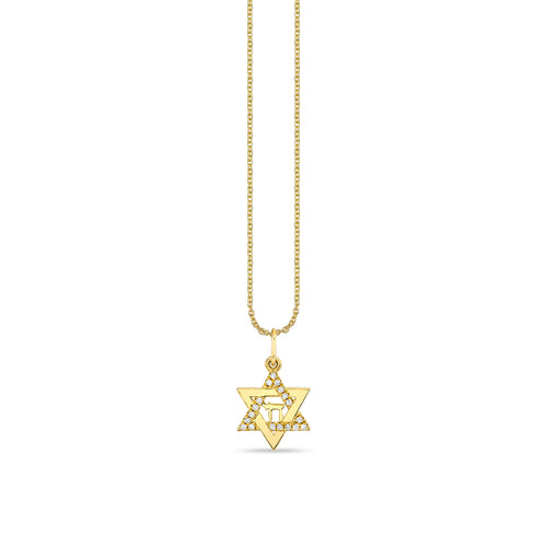 Gold & Diamond Star Of David Chai Charm