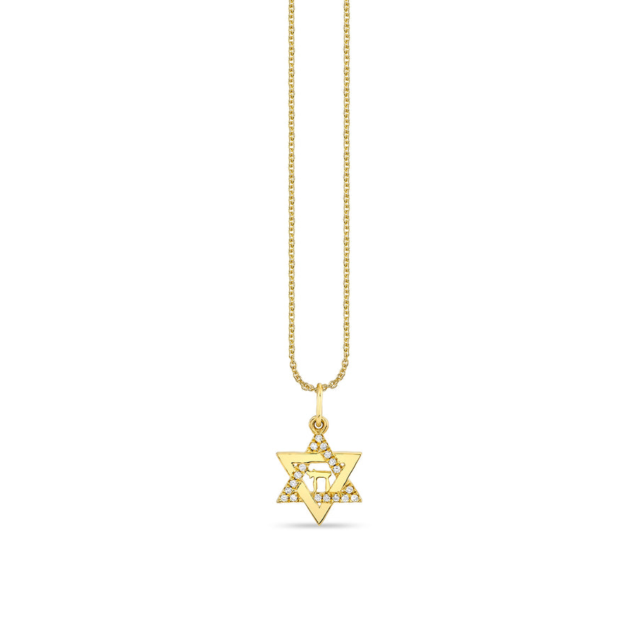 Gold & Diamond Star Of David Chai Charm - Sydney Evan Fine Jewelry
