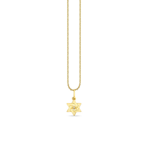 Pure Gold Tiny Star Of David Marquise Eye Charm