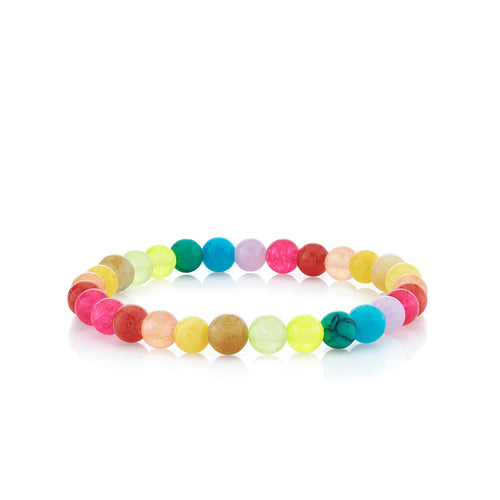 6mm Rainbow Jade Smooth Round Bracelet