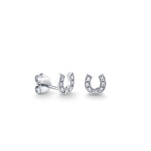 Gold & Diamond Horseshoe Stud