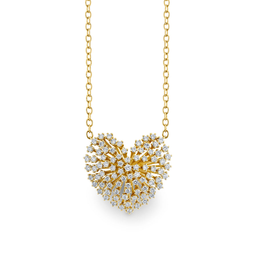 Gold & Diamond Large Heart Burst Flower Necklace - Sydney Evan Fine Jewelry