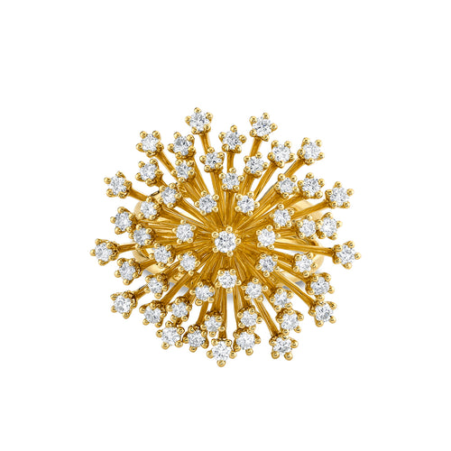 Gold & Diamond Large Burst Flower Ring