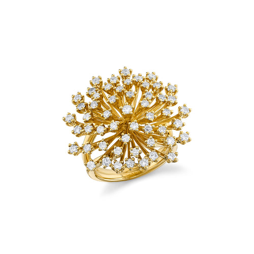 Gold & Diamond Large Burst Flower Ring