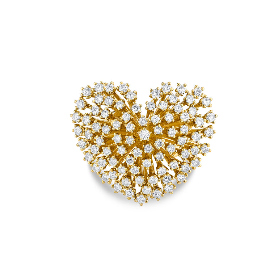 Gold & Diamond Burst Flower Heart Ring - Sydney Evan Fine Jewelry