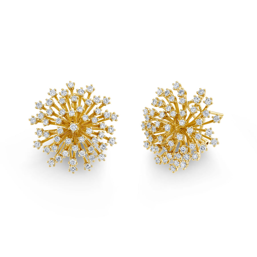 Gold & Diamond Large Big Stone Burst Flower Earrings - Sydney Evan Fine Jewelry