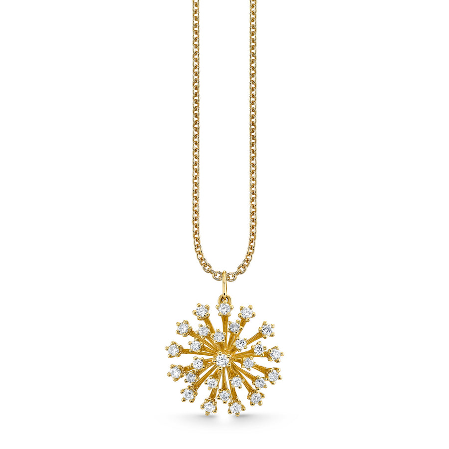 Gold & Diamond Medium Big Stone Burst Flower Pendant - Sydney Evan Fine Jewelry