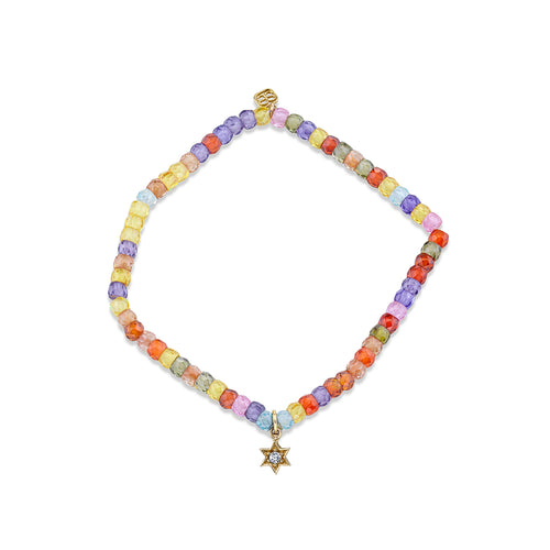 Gold & Diamond Mini Star Of David on Multicolor Zircon
