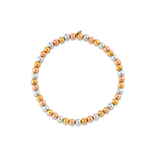 4mm 14k Tri Tone Beaded Bracelet