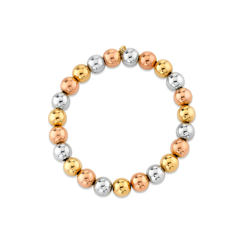 8mm 14k Tri Tone Beaded Bracelet