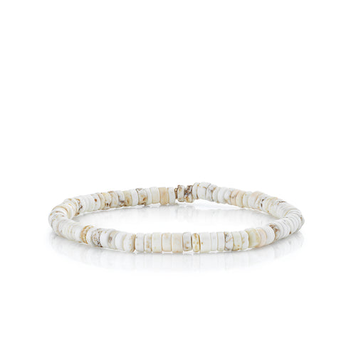 4mm White Turquoise Heishi Bracelet