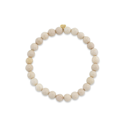 6mm Cream Jasper Faceted Round Bracelet