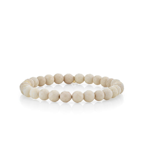 6mm Cream Jasper Faceted Round Bracelet