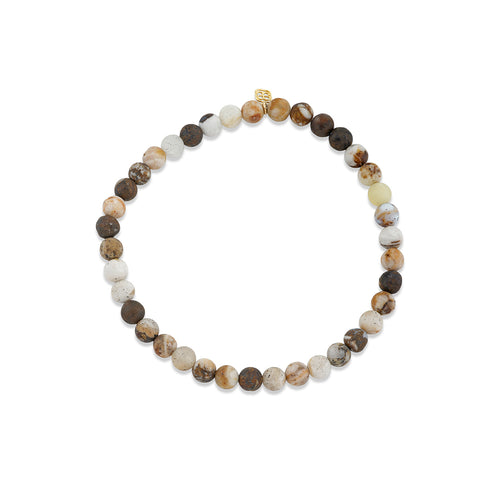 4mm Matte Wooden Opal Smooth Round Bracelet