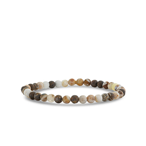 4mm Matte Wooden Opal Smooth Round Bracelet