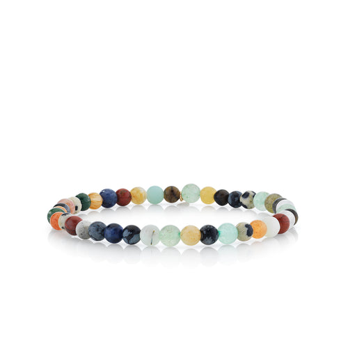 4mm Multi Semi-Precious Smooth Round Bracelet