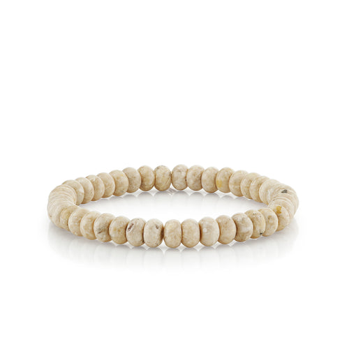 6mm Cream Jasper Smooth Rondelle Bracelet