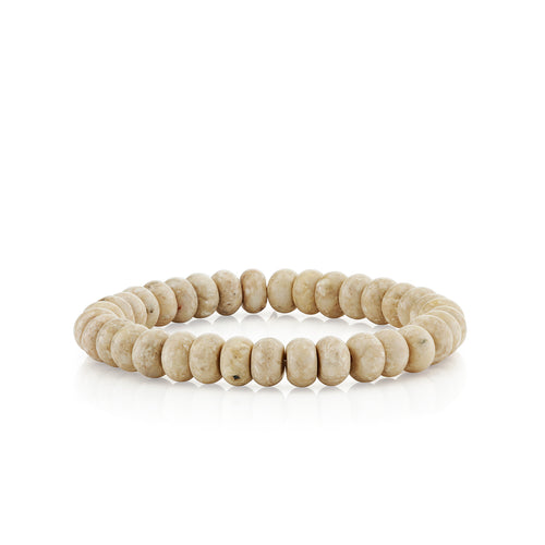 8mm Cream Jasper Smooth Rondelle Bracelet
