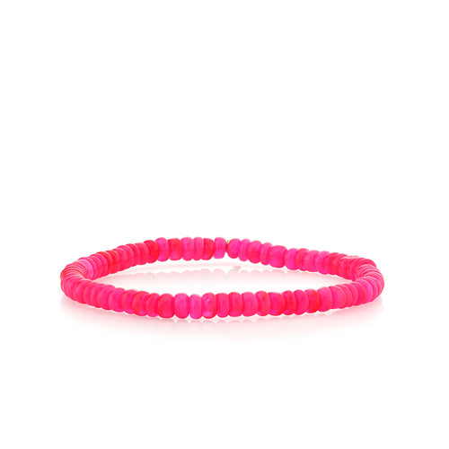 4mm Hot Pink Ethiopian Opal Smooth Rondelle Bracelet