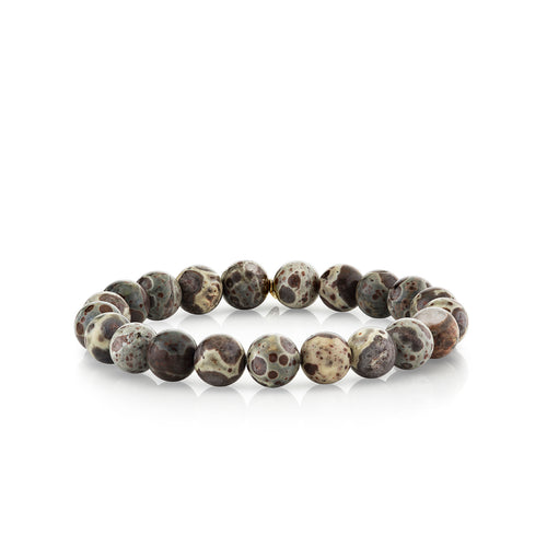 8mm Chocolate Ocean Jasper Smooth Round Bracelet