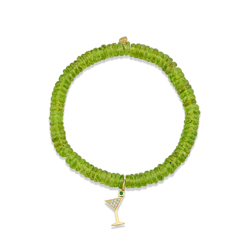 Gold & Diamond Martini Glass on Peridot