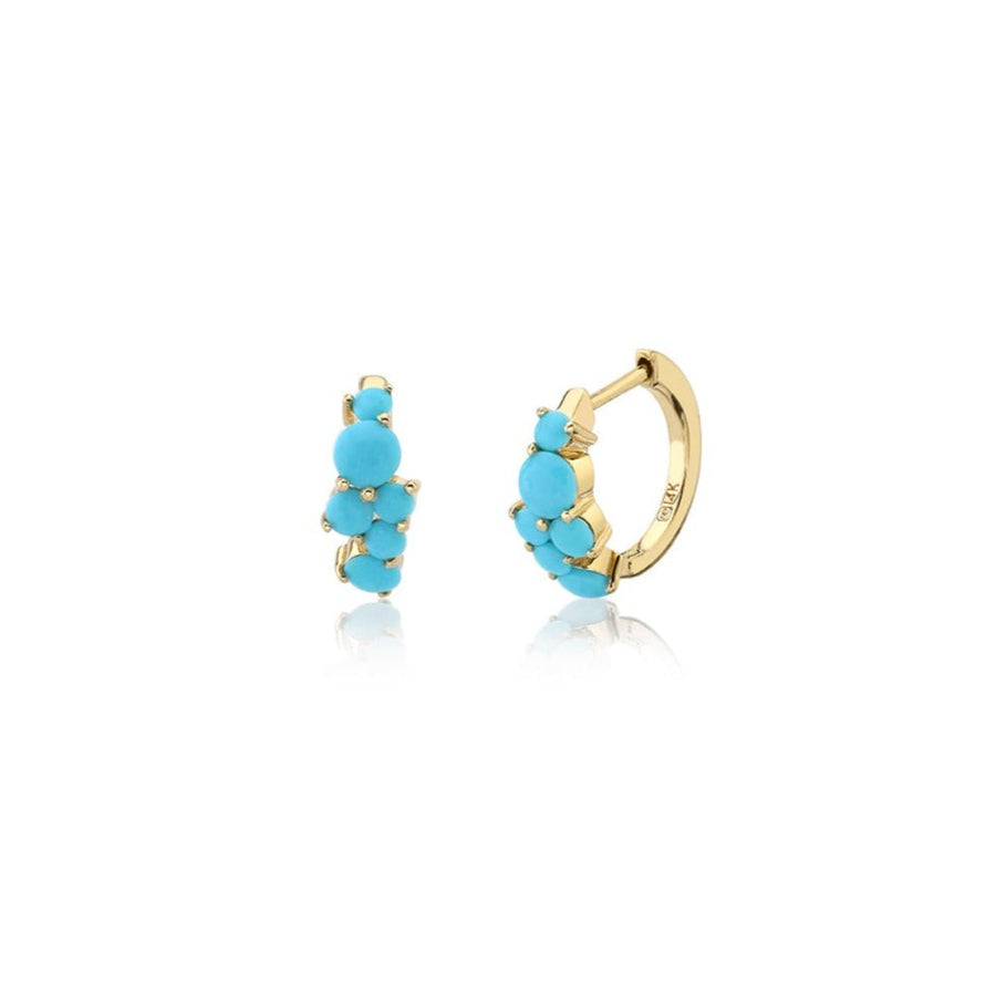 Gold & Turquoise Cocktail Huggie Hoops - Sydney Evan Fine Jewelry