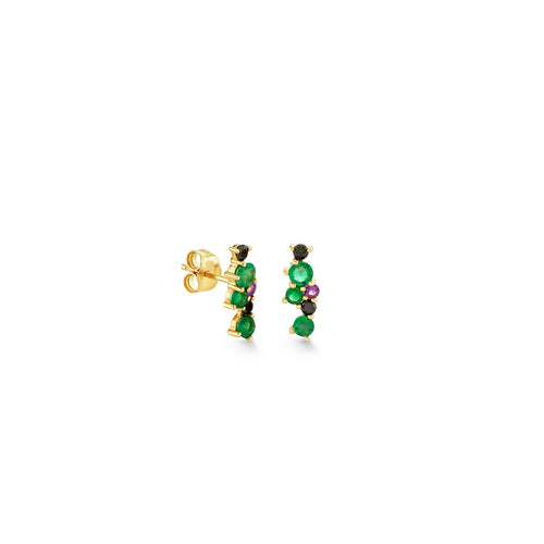 Gold, Emerald & Amethyst Wicked Elphaba Cocktail Bar Stud