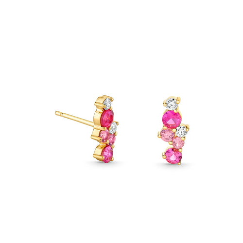 Gold & Diamond Pink Sapphire Cocktail Bar Stud
