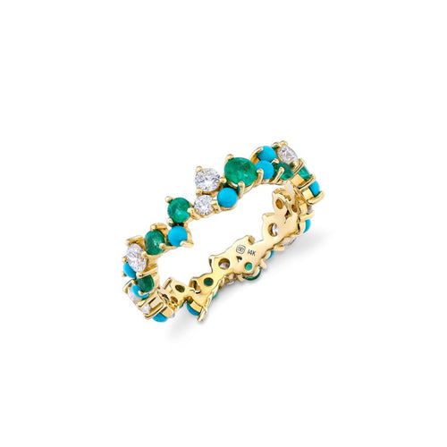 Gold & Diamond Tri Stone Cocktail Eternity Ring