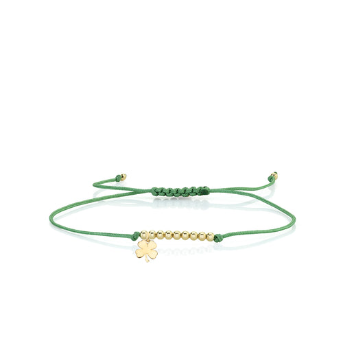 Pure Gold Tiny Clover Cord Bracelet