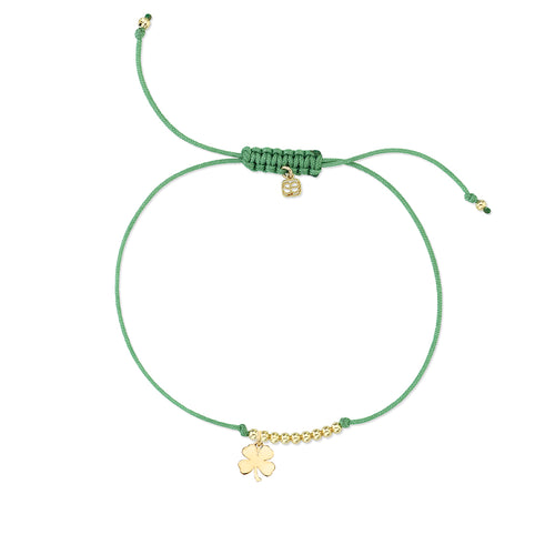 Pure Gold Tiny Clover Cord Bracelet