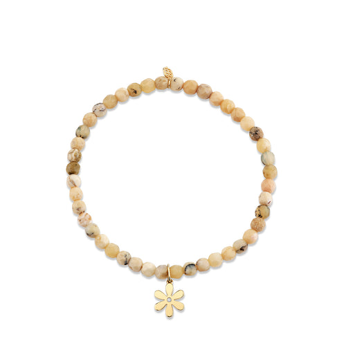 Gold & Diamond Single Stone Daisy on African Opal