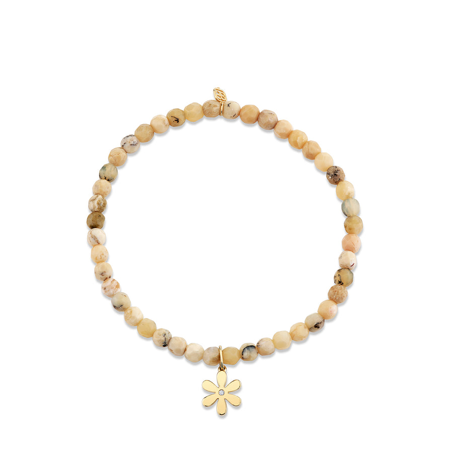 Gold & Diamond Single Stone Daisy on African Opal - Sydney Evan Fine Jewelry