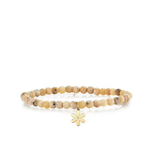 Gold & Diamond Single Stone Daisy on African Opal