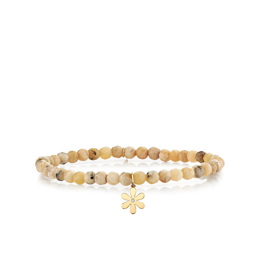 Gold & Diamond Single Stone Daisy on African Opal - Sydney Evan Fine Jewelry