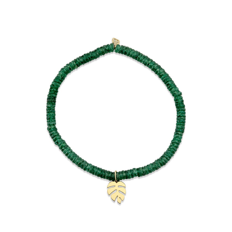 Pure Gold Mini Monstera Leaf on Aventurine - Sydney Evan Fine Jewelry