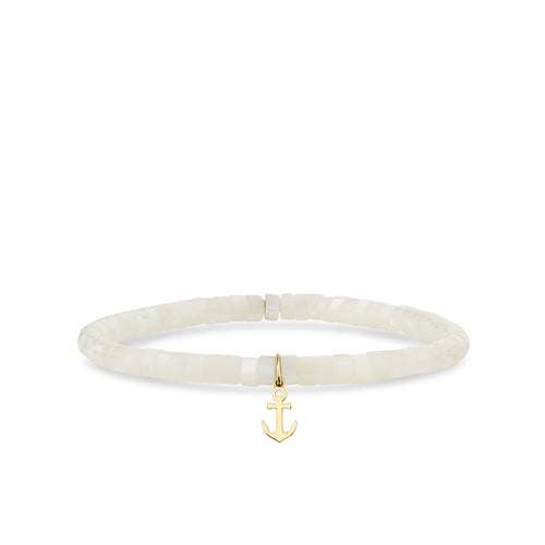 Pure Gold Tiny Anchor on Mother of Pearl