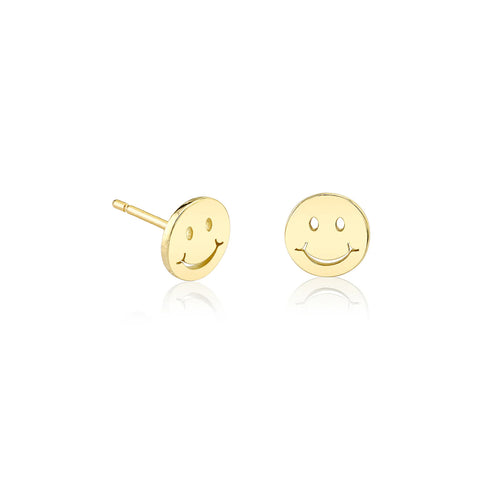 Pure Gold Tiny Happy Face Stud