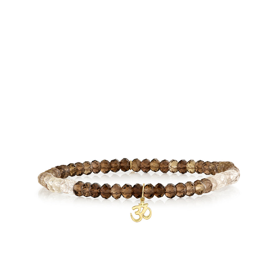 Pure Gold Tiny Om Charm on Shaded Smokey Quartz - Sydney Evan Fine Jewelry