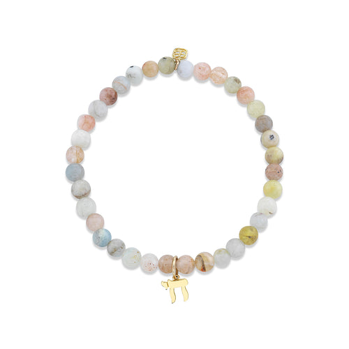 Pure Gold Tiny Chai on Multi Morganite