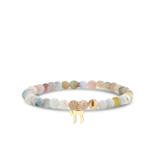 Pure Gold Tiny Chai on Multi Morganite