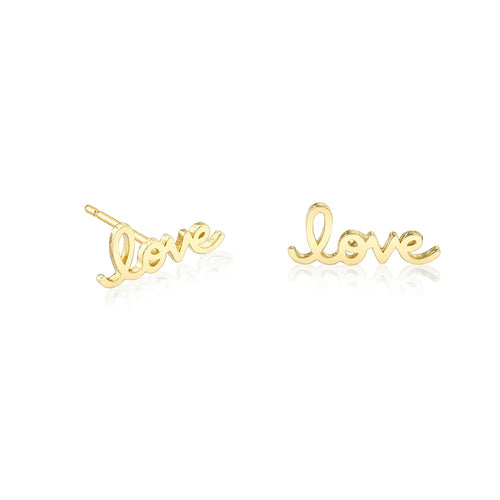 Pure Gold Tiny Love Script Stud